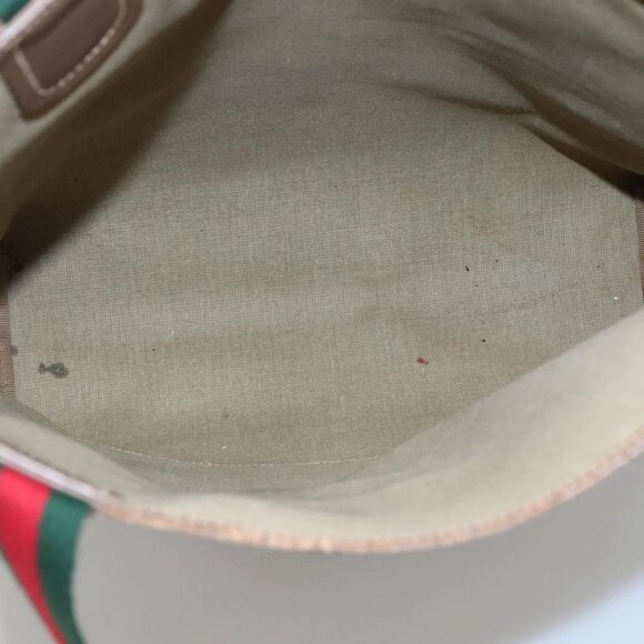 GUCCI GG Supreme Web Sherry Line Bag PVC Beige Green Red 39 02 003 Auth BD1278 - Picture 11 of 16